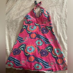 Super cute summer dress halter style colorful size Large